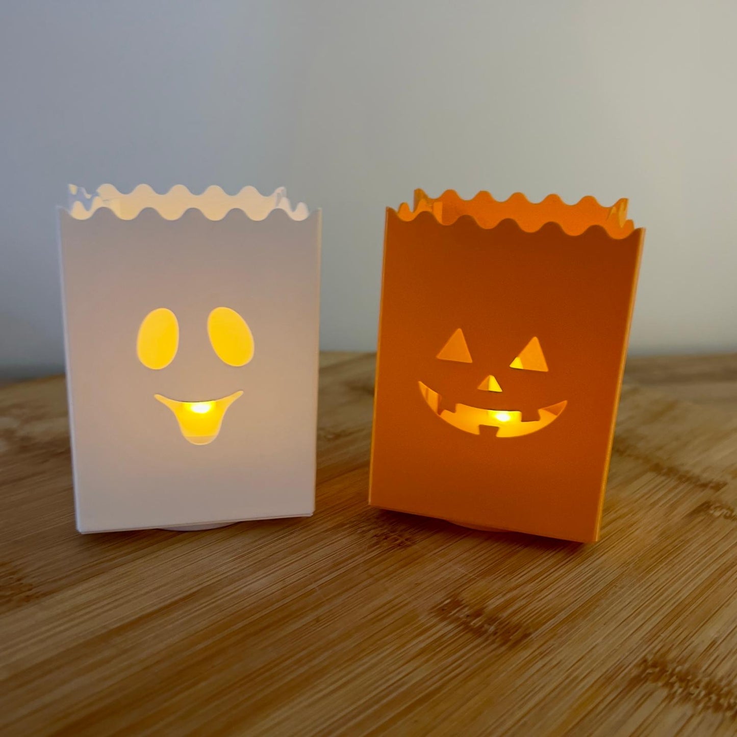 Set van 2 Halloween LED Theelicht houders - Stijl van papieren zakjes