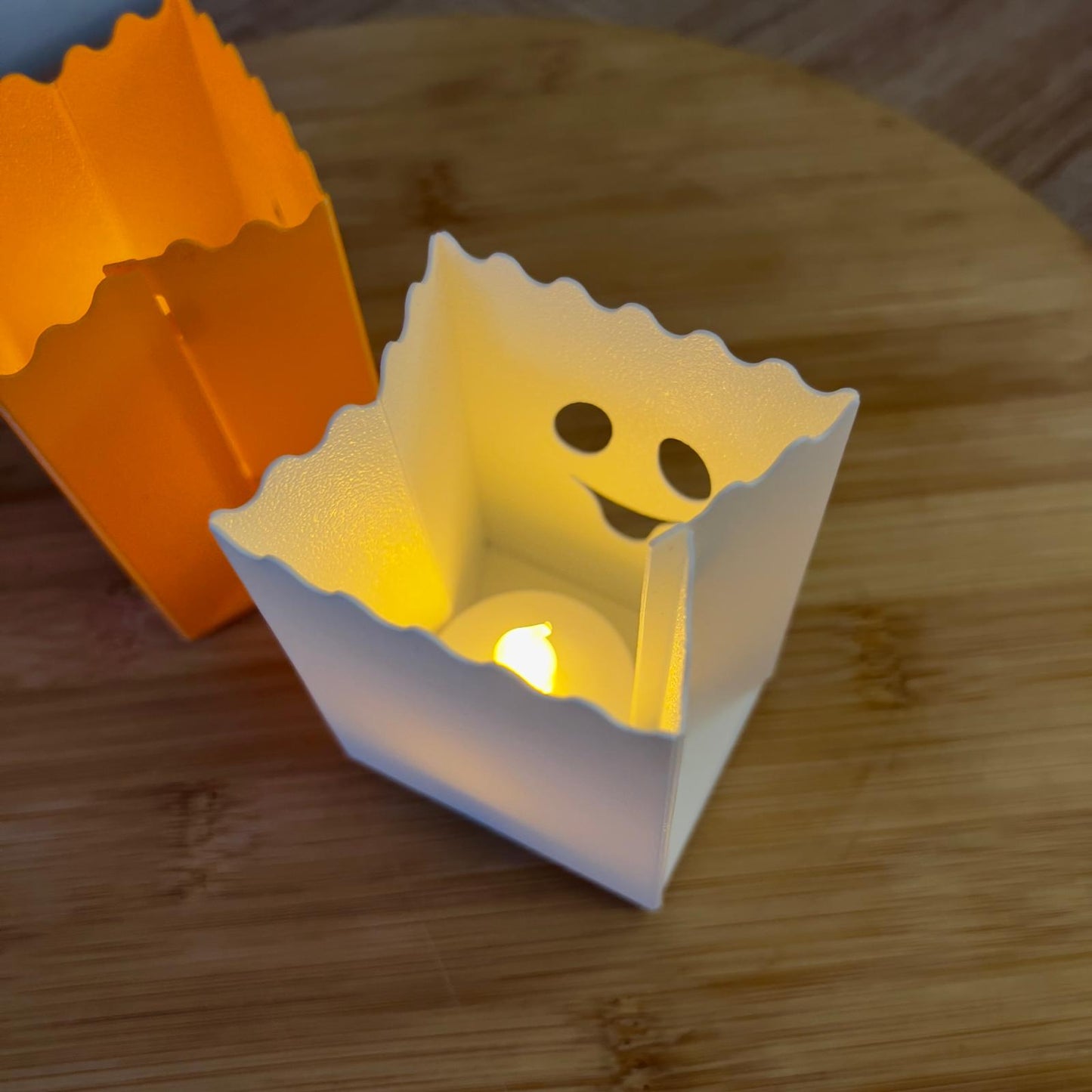 Set van 2 Halloween LED Theelicht houders - Stijl van papieren zakjes