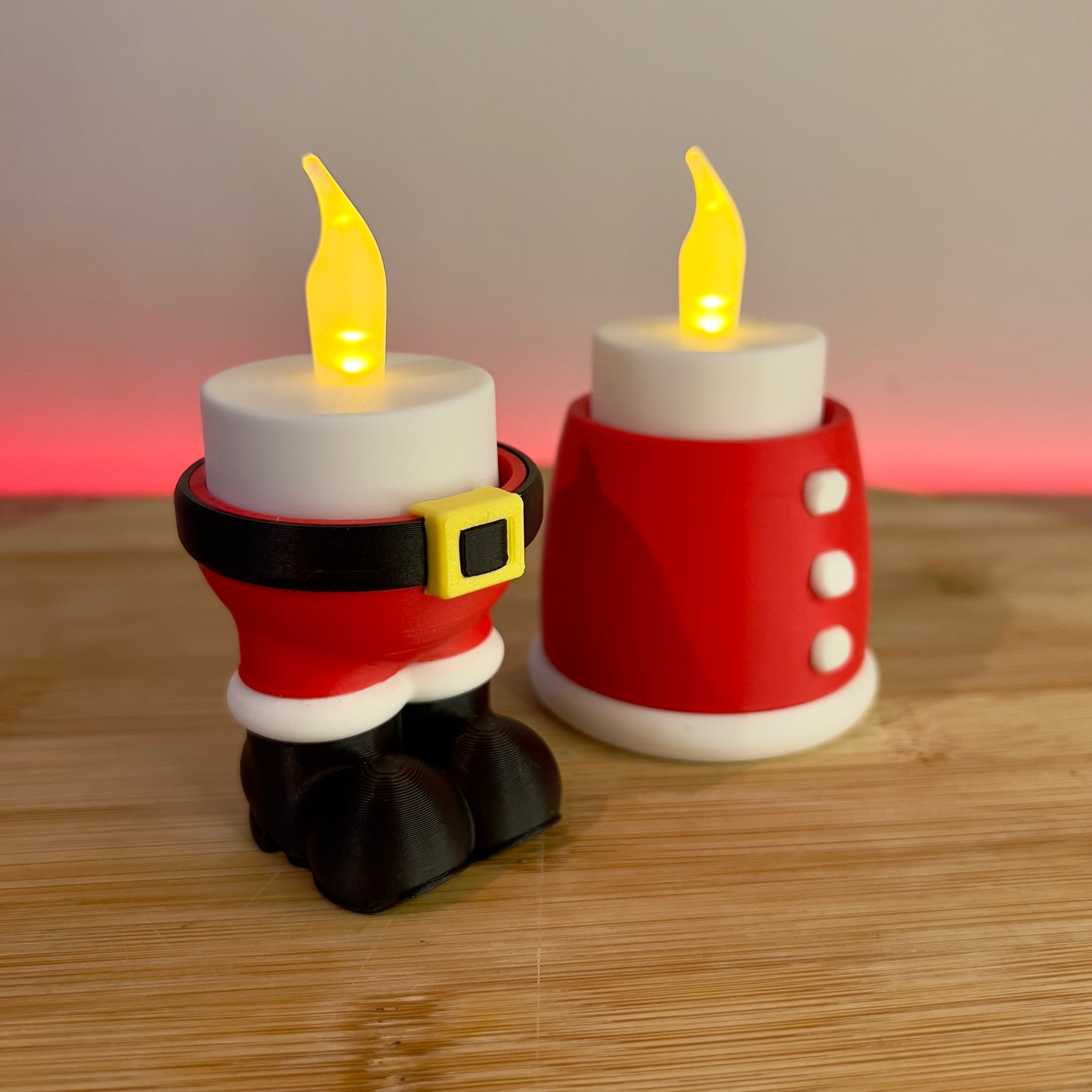 Kerstman en Kerstvrouw LED theelichthoudertjes (set van 2)