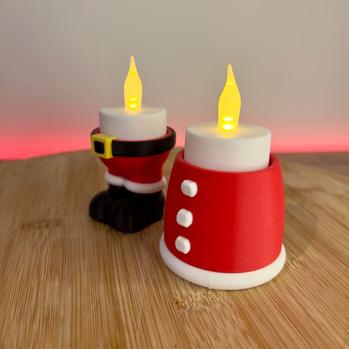 Kerstman en Kerstvrouw LED theelichthoudertjes (set van 2)