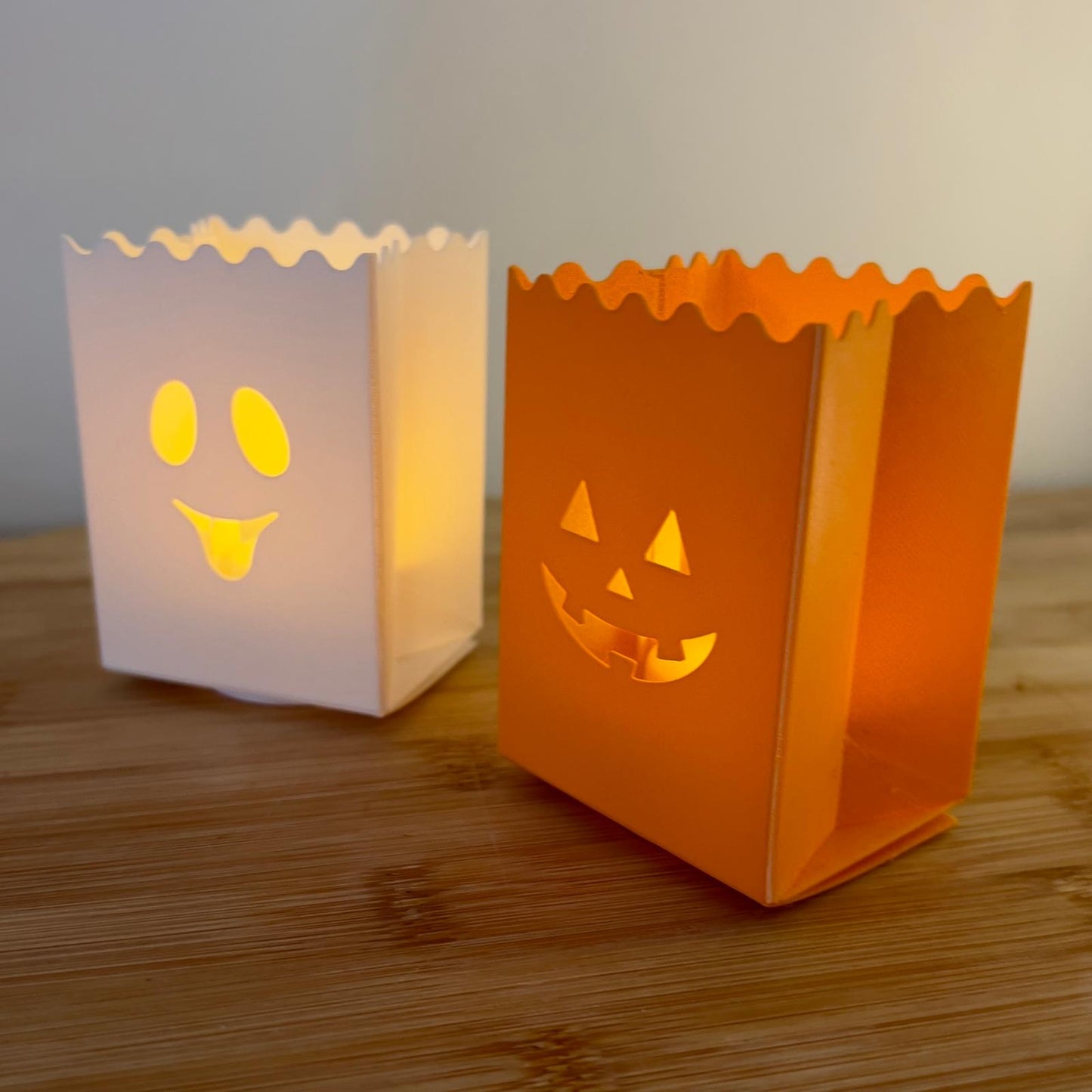 Set van 2 Halloween LED Theelicht houders - Stijl van papieren zakjes