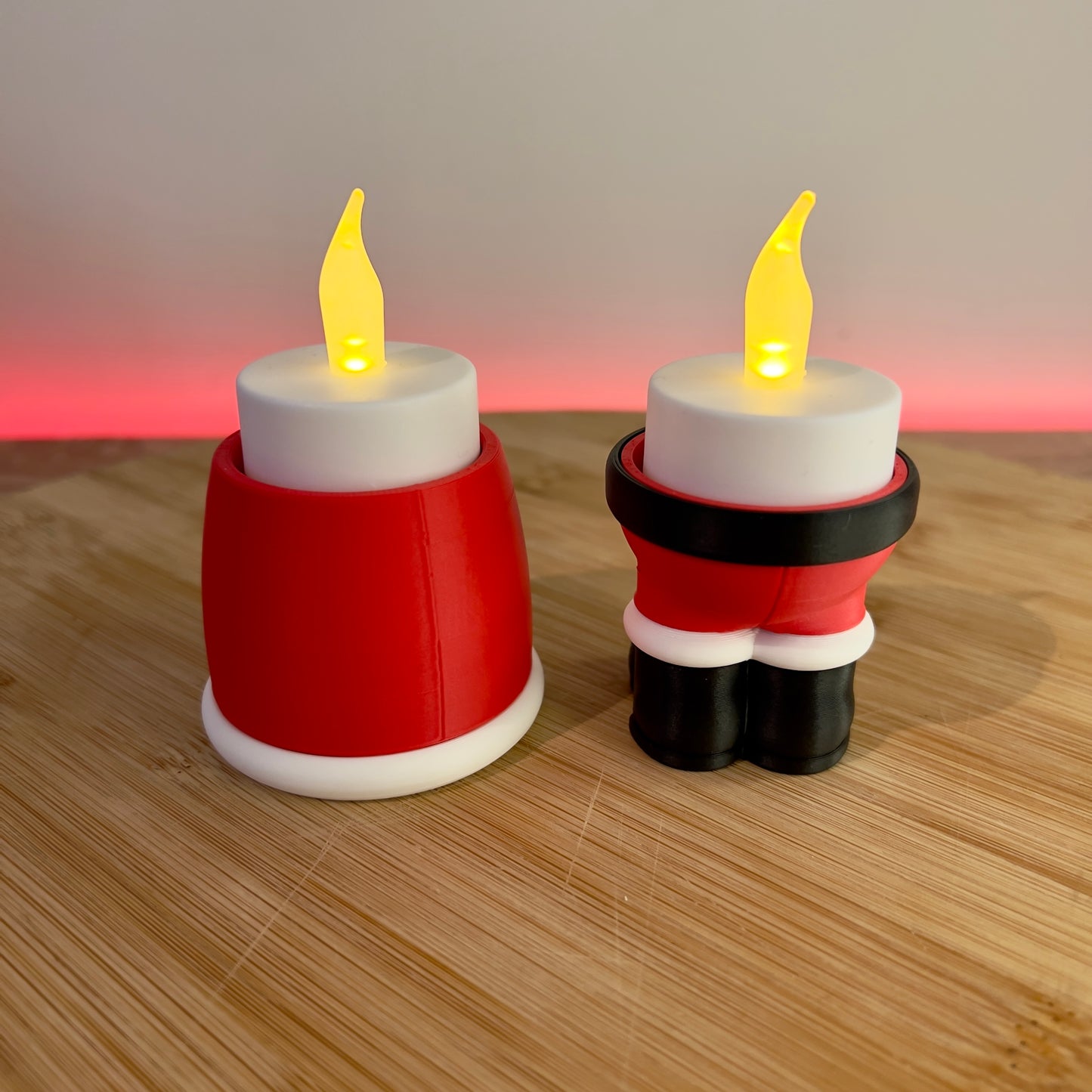 Kerstman en Kerstvrouw LED theelichthoudertjes (set van 2)